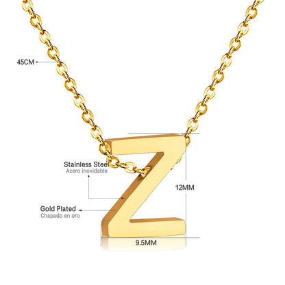 ASON Delicate Classic Style Initial 26 Letters Alphabet Chain Pendant Necklace Stainless Steel Gold Color Jewelry Chokers asonjewelry