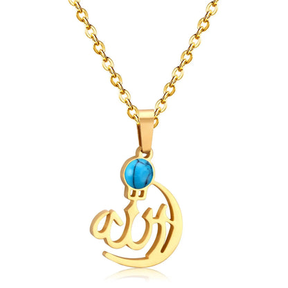 Black/Bule Round Shape Oil Drip Pendant Necklaces Stainless Steel Gold Color Chain Choker For Women Party Gift asonjewelry