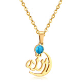 Black/Bule Round Shape Oil Drip Pendant Necklaces Stainless Steel Gold Color Chain Choker For Women Party Gift