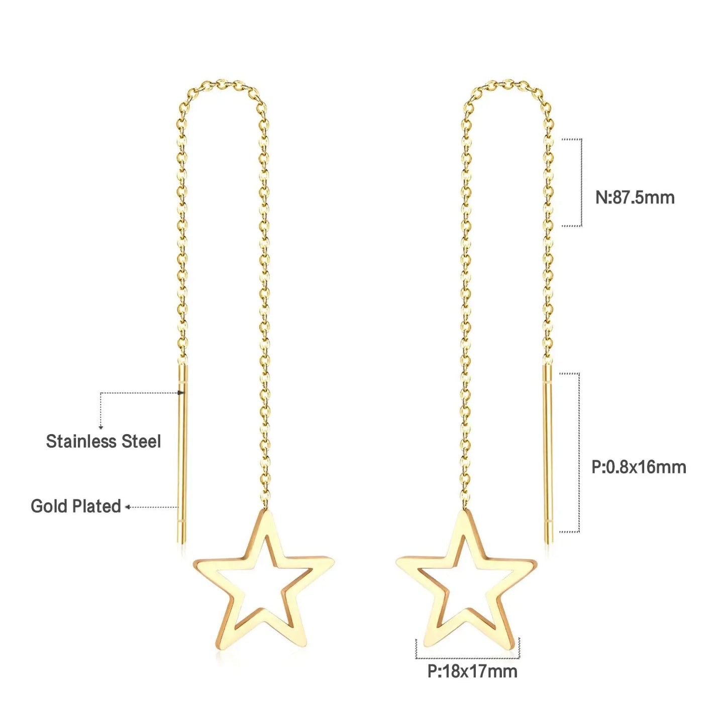 Simple Tassel Linear Chain Long Drop Earrings For Women Girl Geometric Star Hanging Ear Line Japan Korean Jewelry 2022 asonjewelry