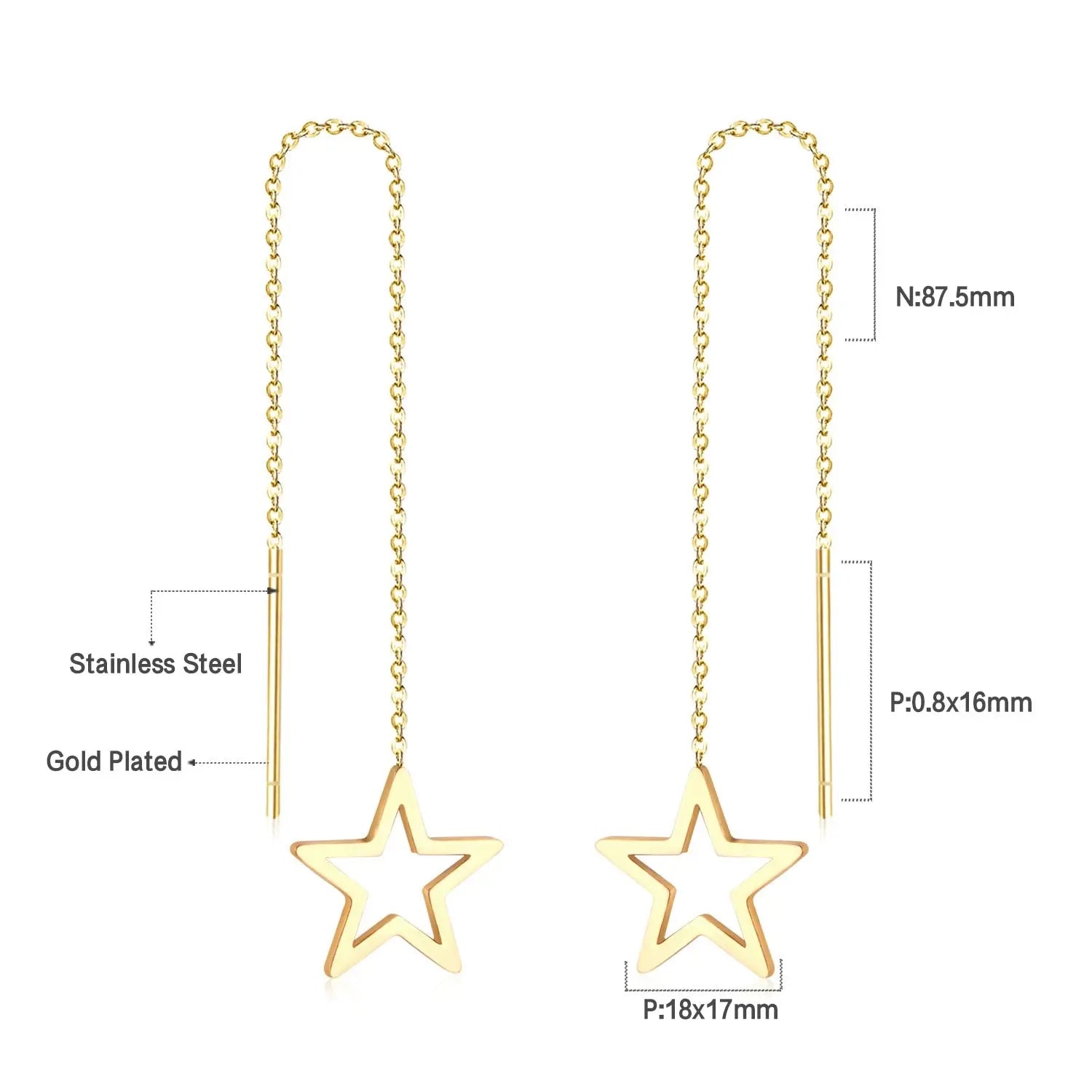 Simple Tassel Linear Chain Long Drop Earrings For Women Girl Geometric Star Hanging Ear Line Japan Korean Jewelry 2022 asonjewelry