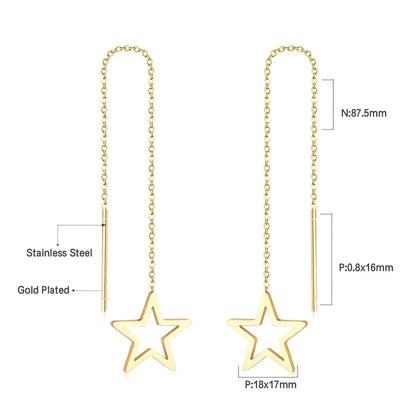 Simple Tassel Linear Chain Long Drop Earrings For Women Girl Geometric Star Hanging Ear Line Japan Korean Jewelry 2022 asonjewelry
