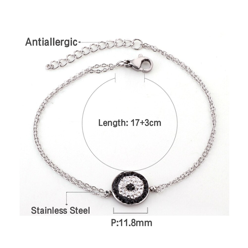 ASON Gold Color Stainless Steel Blue Eye Cubic Zirconia Anti-allergy Chain Bracelets Bangle For Women Men Fashion Jewelry asonjewelry