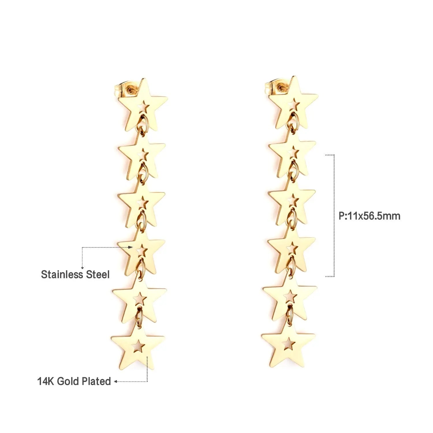 New Crystal Stars Coin Long Tassel Dangle Earrings For Women Girls Stainless Steel Trending Korean Fashion Jewelry asonjewelry