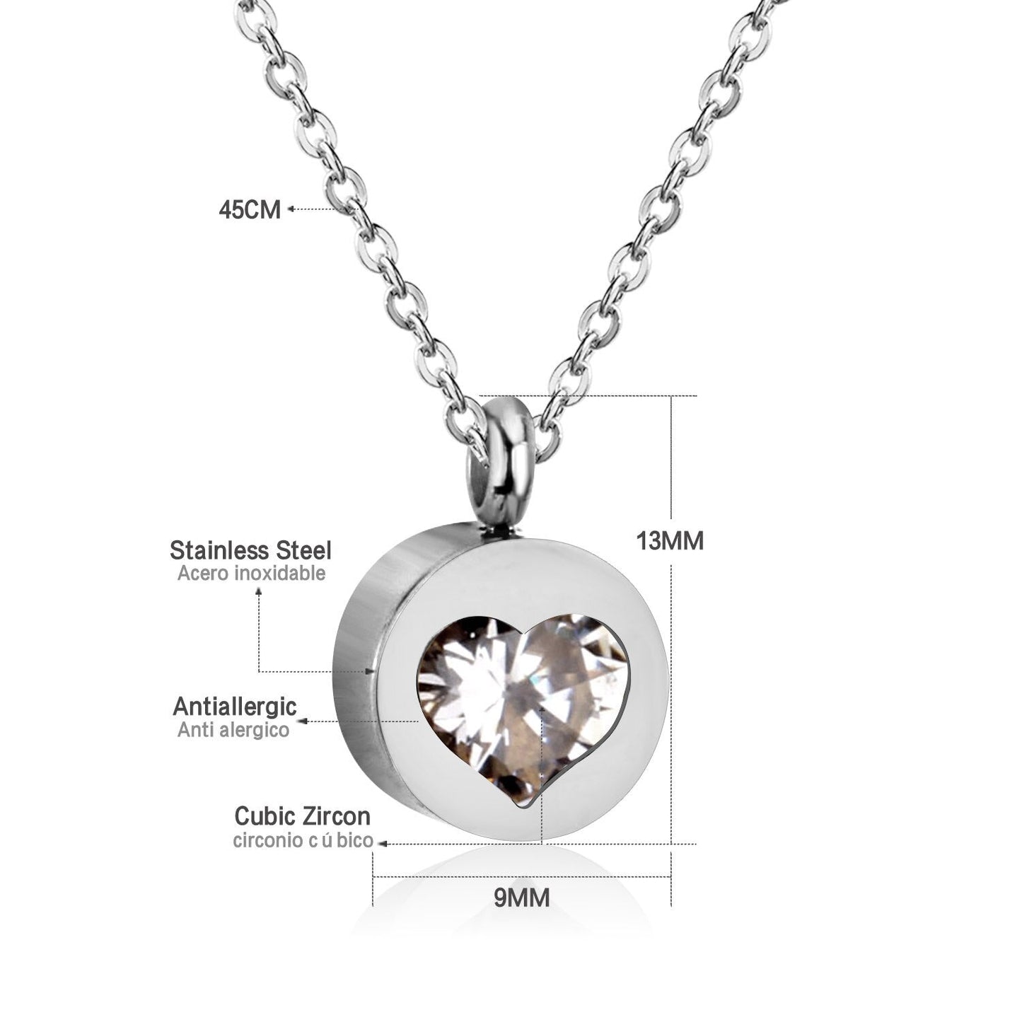 ASON Heart Cubic Zirconia Round Pendants Stainless Steel Chains Necklace Gold Color Accessories Wholesale Daily Wear Choker asonjewelry