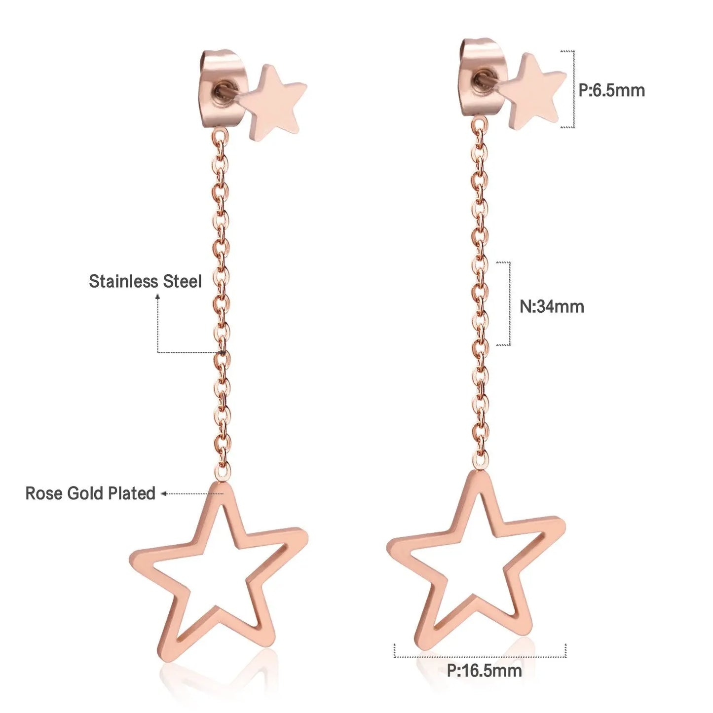 New Crystal Stars Coin Long Tassel Dangle Earrings For Women Girls Stainless Steel Trending Korean Fashion Jewelry asonjewelry