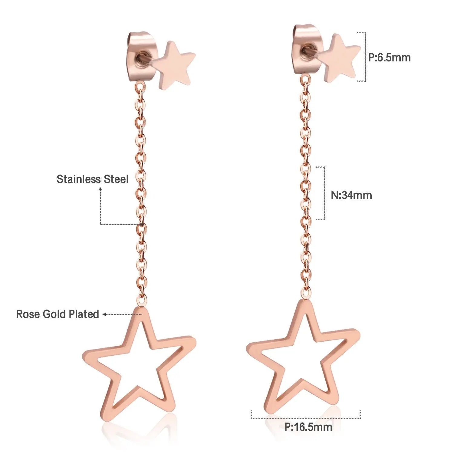 New Crystal Stars Coin Long Tassel Dangle Earrings For Women Girls Stainless Steel Trending Korean Fashion Jewelry asonjewelry