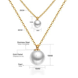 Double Layer Chain Pendants Necklaces For Women Girls Gold Color Silver Tone Stainless Steel CZ Crystal Round Choker