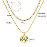 Chic Women Doulbe Layer Necklace Shell Black Drip Oil Charm Gold Color Stainless Steel Snake Chain For Girls