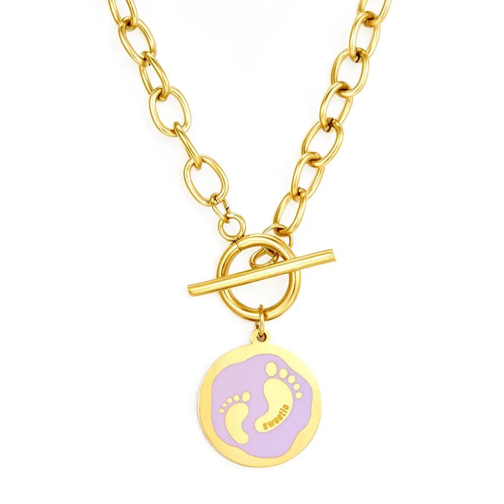 Purple Collier Blue Pattern Jewelry Link Chain Necklace For Woman Designer Charms 2022 New Aesthetic Girls Colliers asonjewelry