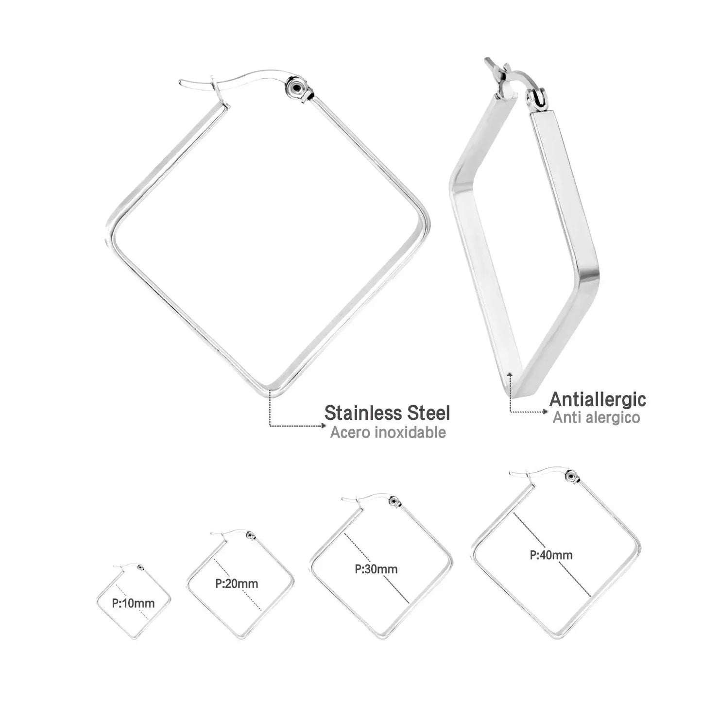 Big Suqare Hoop Earrings For Women Stainless Steel Geometirc Statement Earrings Punk Jewelry Party Birthday Gifts asonjewelry