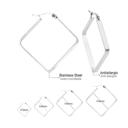Big Suqare Hoop Earrings For Women Stainless Steel Geometirc Statement Earrings Punk Jewelry Party Birthday Gifts asonjewelry