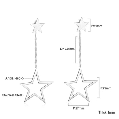 New Crystal Stars Coin Long Tassel Dangle Earrings For Women Girls Stainless Steel Trending Korean Fashion Jewelry asonjewelry