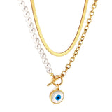 Snake Chain Double Layer New Design Evil Eyes Collier For Woman OT Chain Necklaces Trendy Products 2022 Lucky Girls