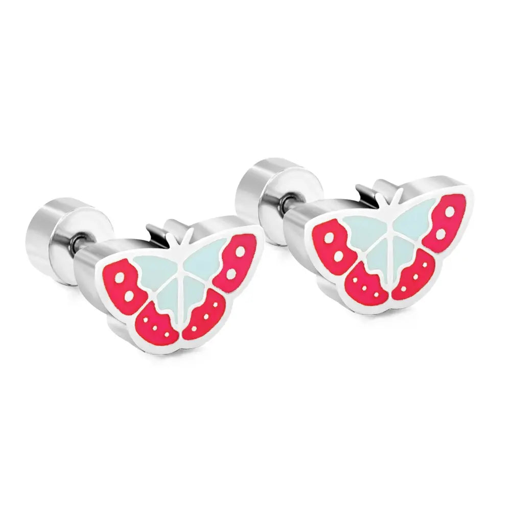Cute Girls's Earrings Acrylic Design Animals Piercing Butterflies Stainless Steel Penguin Childlike серьги brinco asonjewelry