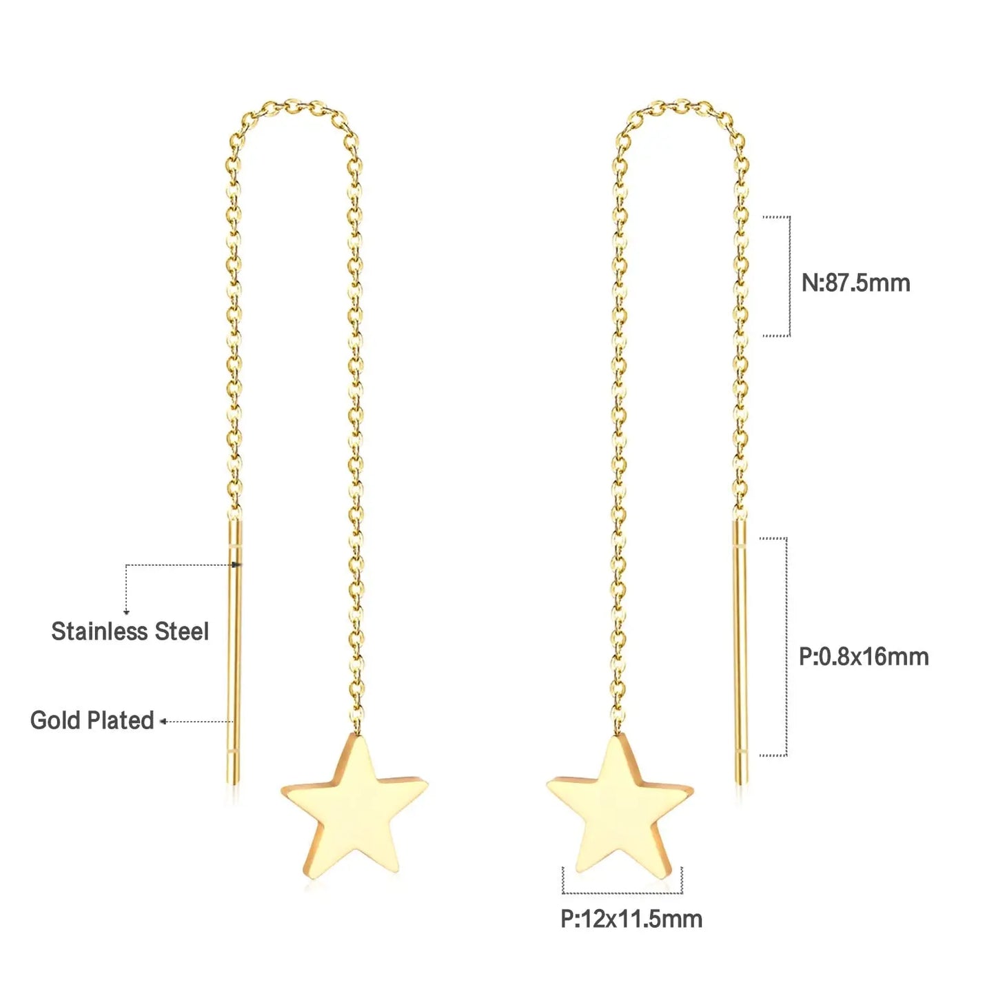 Simple Tassel Linear Chain Long Drop Earrings For Women Girl Geometric Star Hanging Ear Line Japan Korean Jewelry 2022 asonjewelry