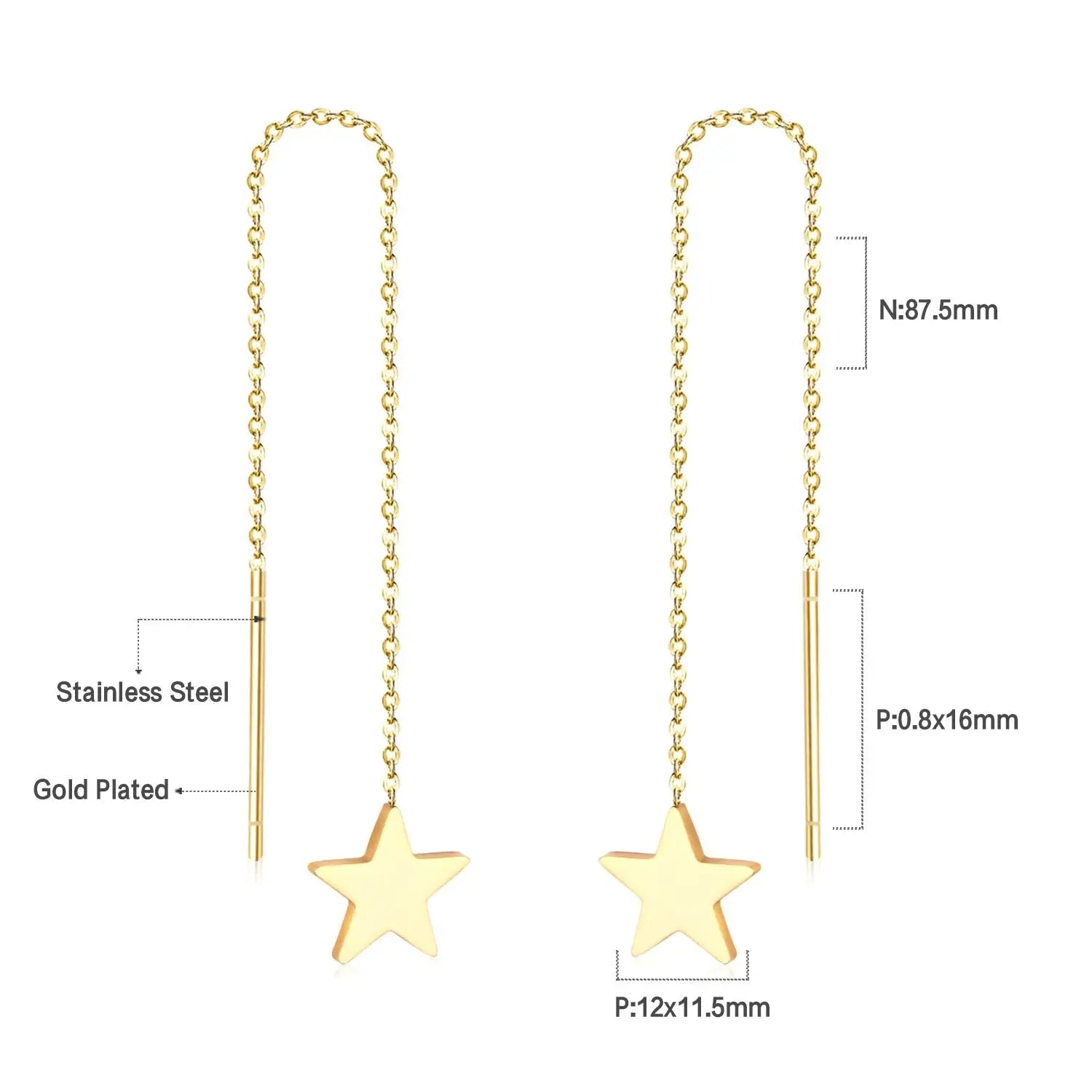 Simple Tassel Linear Chain Long Drop Earrings For Women Girl Geometric Star Hanging Ear Line Japan Korean Jewelry 2022 asonjewelry