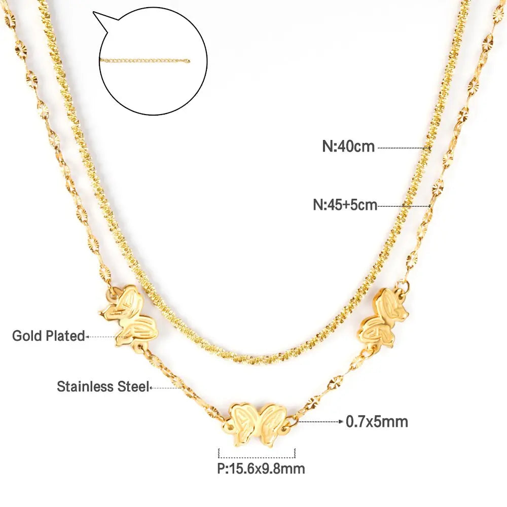 Gothic Multilayer Snake Crystal Necklace Women Gold Color Stainless Steel Double Chain Bohemian 2022 Trendy Jewelry asonjewelry