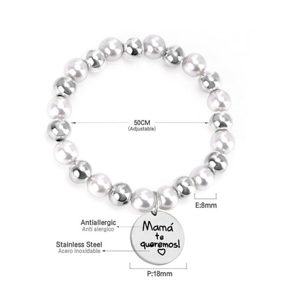 ASON Mixed Color Ball Beaded Engrave MaMa Bracelets Bangles Gold Color Stainless Steel For Women Birthday Mother's Day Gift asonjewelry