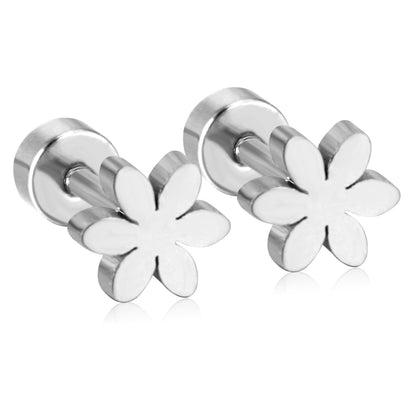 ASON Flower Screw Stud Earrings Newest Trendy Style Gold Color Stainless Steel Dangler for Women/Girl Accessories Mujer asonjewelry