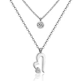 ASON Corazón Redondo Cubic Zirconia Multi-capa Enlace Cadena Colgante Collar Acero Inoxidable Color Oro Collares Joyería Gargantillas 