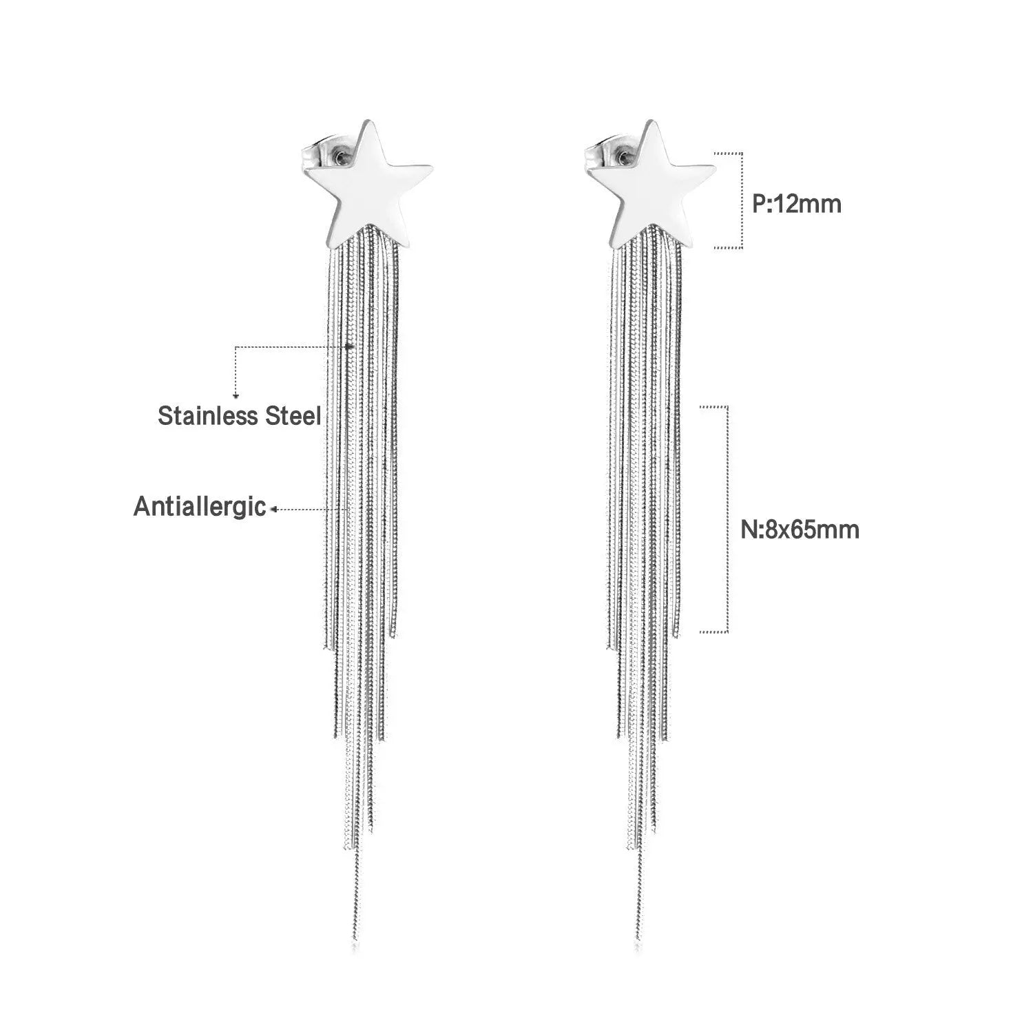 Long Chain Tassel Earrings Women's Gold Color Stainless Steel Drop Earrings Korean Fashion Party Jewelry Wholesale asonjewelry