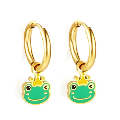 Cute Animal Drop Pendients For Woman Girls Panda Dangle Earrings Frog Dinosaur Charms Grunge Hoops Ears Jewelry New asonjewelry