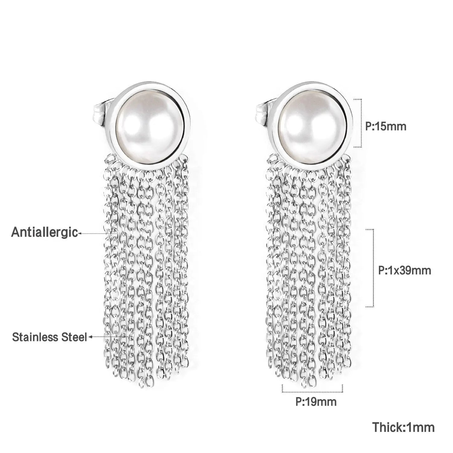 Long Chain Tassel Earrings Women's Gold Color Stainless Steel Drop Earrings Korean Fashion Party Jewelry Wholesale asonjewelry