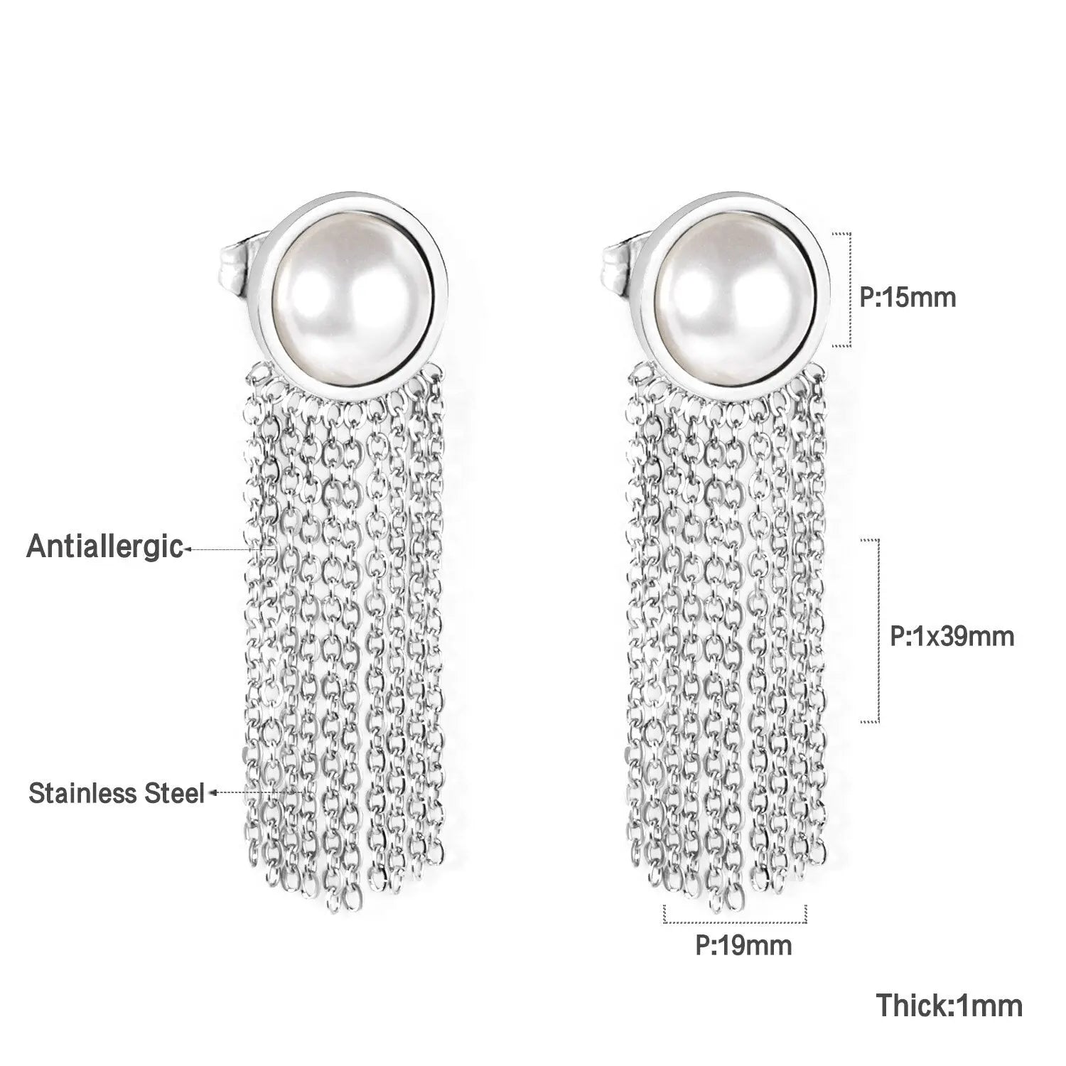 Long Chain Tassel Earrings Women's Gold Color Stainless Steel Drop Earrings Korean Fashion Party Jewelry Wholesale asonjewelry