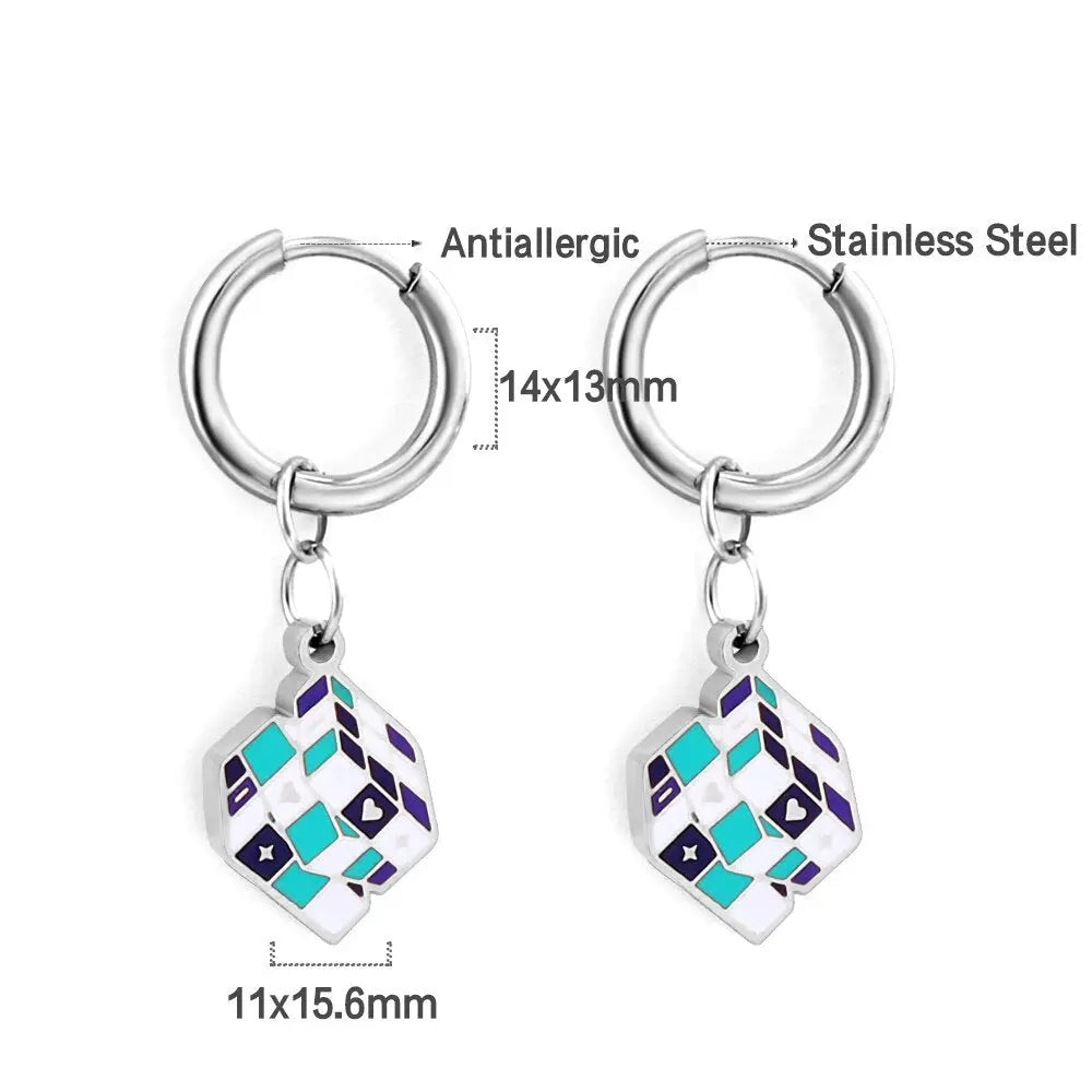 Women Chic Stainless Steel Dangle Earrings Gold Color Shell Black Drip Oil Pendant Drop Hoop Ear Clips Gifts asonjewelry