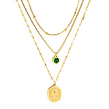 Green AAA Zirconia Collier For Woman Party Luxury Decor  Fairy Aesthetic Triple Chain Necklaces Multilayer Choker