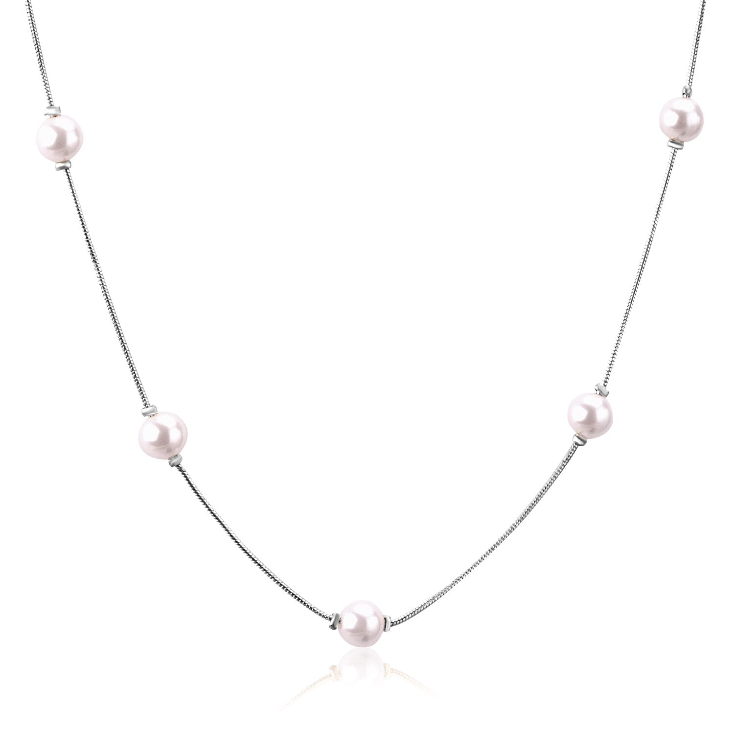 ASON White Black Round Imitation Pearl Pendant Necklace Gold Color Stainless Steel Snake Chain Jewelry Gift Party Chokers asonjewelry