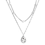 ASON Trendy Star Accessories Oval Cubic Zirconia Charm Pendant Necklaces Gold Color Stainless Steel For Women Jewelry Gift