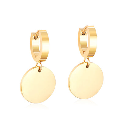 ASON Stylish Round Pendant Stainless Steel Earrings for Women Girls Hanging Dangle Earring Simple Jewelry Party Gift asonjewelry