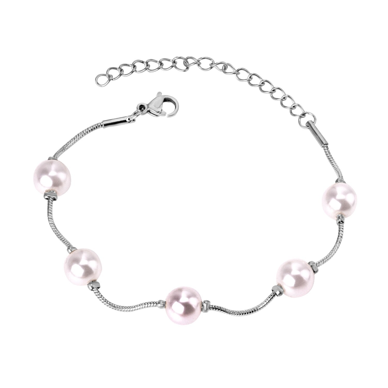 ASON Adjustable Imitation Pearl Chain Bracelets Bangles for Women Gold Color Stainless Steel Extender Fashion Jewelry Gift asonjewelry