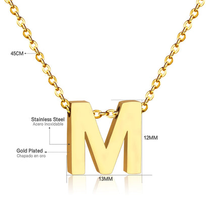 ASON Delicate Classic Style Initial 26 Letters Alphabet Chain Pendant Necklace Stainless Steel Gold Color Jewelry Chokers asonjewelry