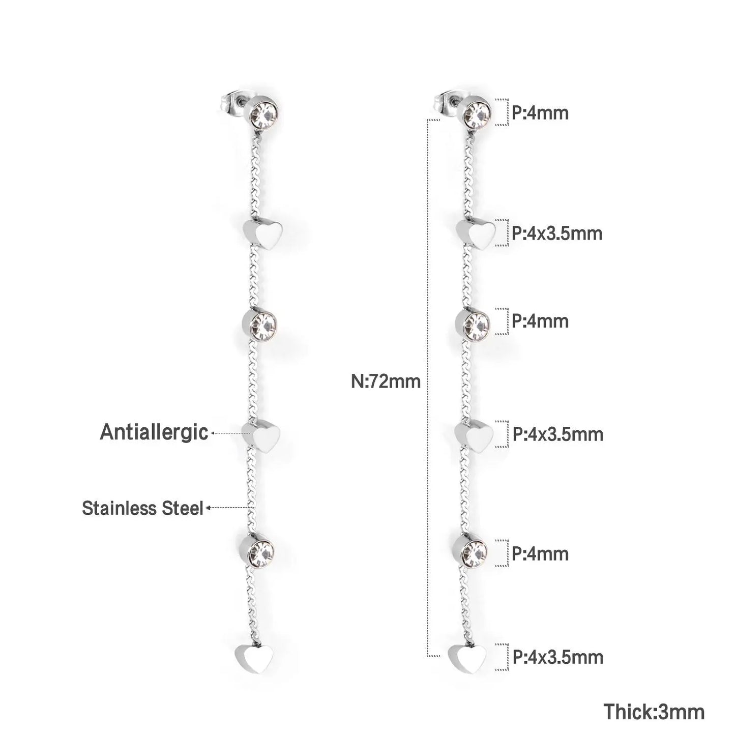 New Crystal Stars Coin Long Tassel Dangle Earrings For Women Girls Stainless Steel Trending Korean Fashion Jewelry asonjewelry