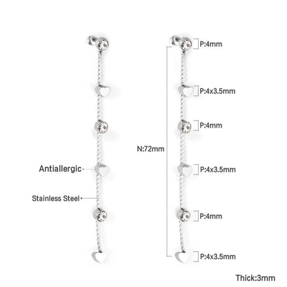 New Crystal Stars Coin Long Tassel Dangle Earrings For Women Girls Stainless Steel Trending Korean Fashion Jewelry asonjewelry