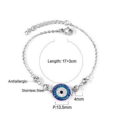 ASON Gold Color Stainless Steel Blue Eye Cubic Zirconia Anti-allergy Chain Bracelets Bangle For Women Men Fashion Jewelry asonjewelry
