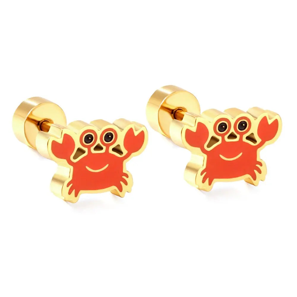 Cute Girls's Earrings Acrylic Design Animals Piercing Butterflies Stainless Steel Penguin Childlike серьги brinco asonjewelry