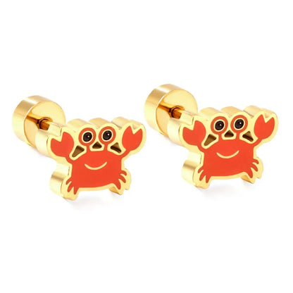 Cute Girls's Earrings Acrylic Design Animals Piercing Butterflies Stainless Steel Penguin Childlike серьги brinco asonjewelry