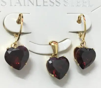 Heart Shape Luxury Jewelry Sets For Woman Dangle AAA Zirconia Earrings With Heart Fairy Aesthetic Pendant Necklace asonjewelry