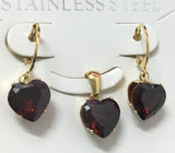 Heart Shape Luxury Jewelry Sets For Woman Dangle AAA Zirconia Earrings With Heart Fairy Aesthetic Pendant Necklace
