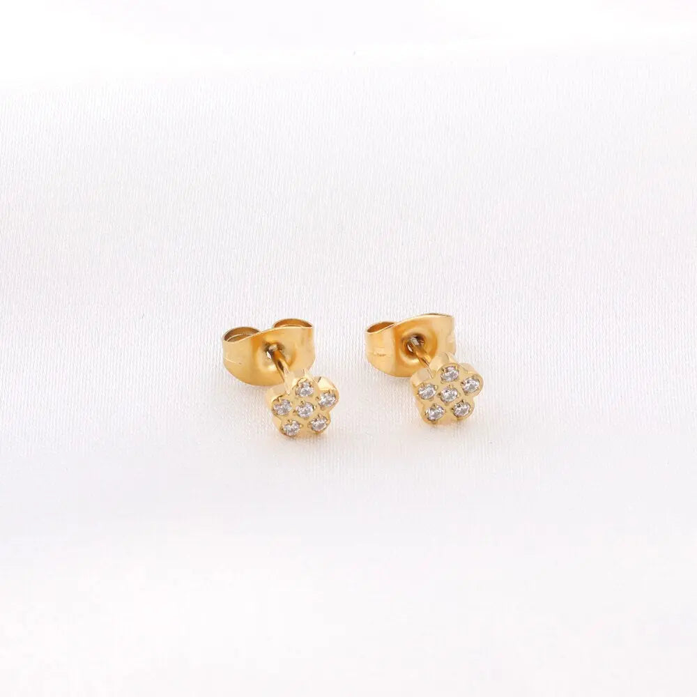 Women Earring New Trendy Stainless Steel Gold Color Flower Star butterfly Heart Monn Stud Earring Fashion Jewelry asonjewelry