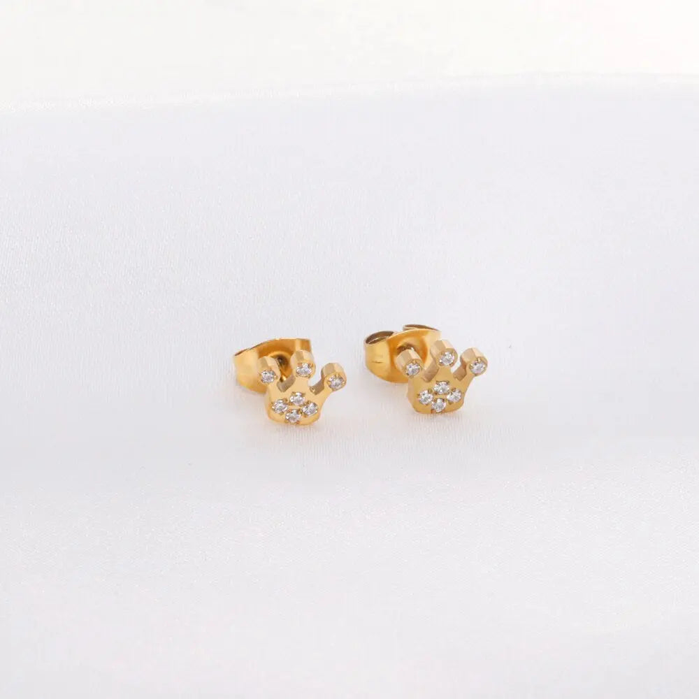 Women Earring New Trendy Stainless Steel Gold Color Flower Star butterfly Heart Monn Stud Earring Fashion Jewelry asonjewelry