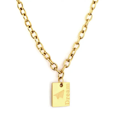 Gold Plated Link Chains For Man/Woman Thick Collier Punk Style Dream Letter Geometric Pendant Necklaces Hip Hop asonjewelry