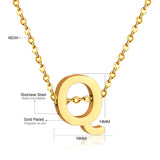 ASON Delicate Classic Style Initial 26 Letters Alphabet Chain Pendant Necklace Stainless Steel Gold Color Jewelry Chokers