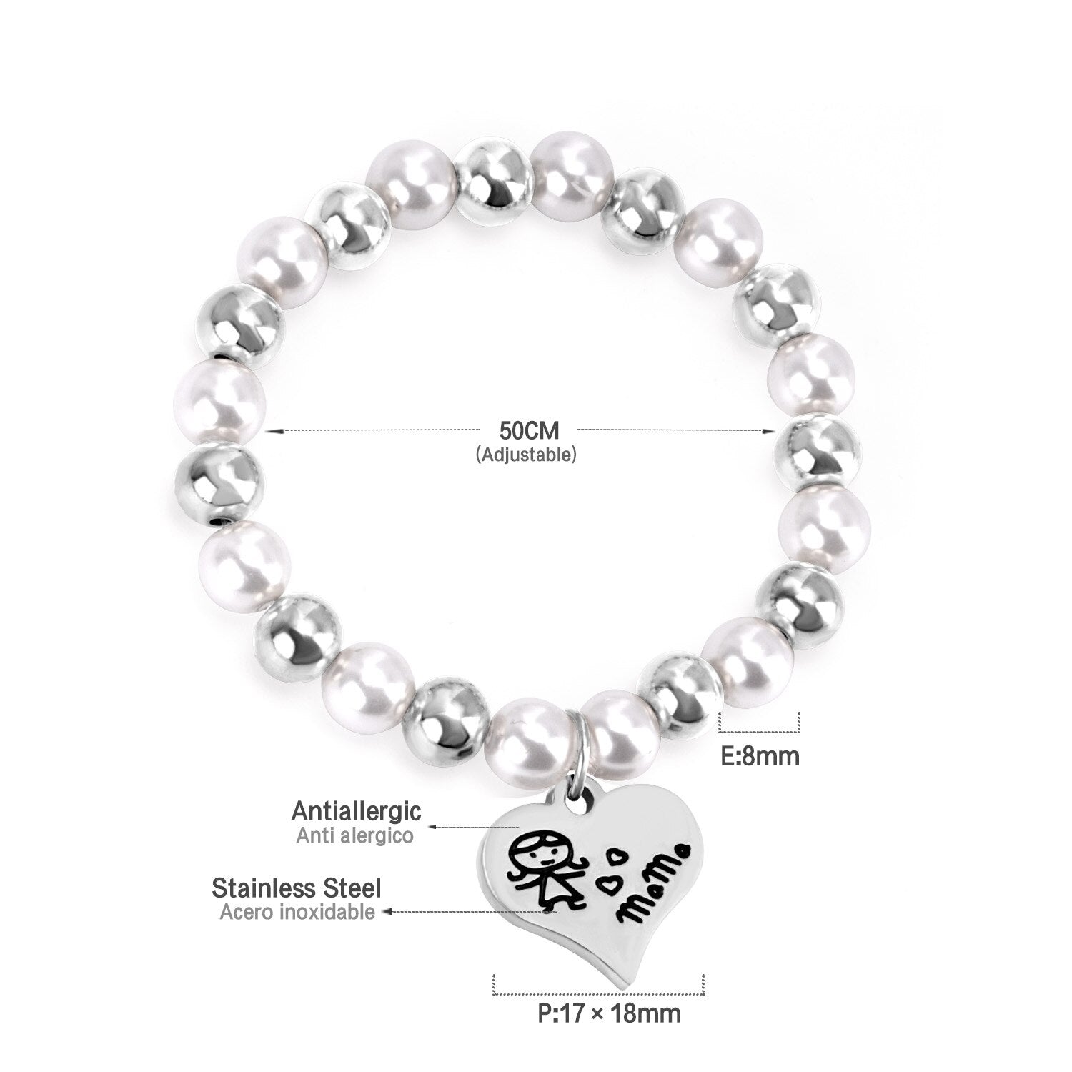 ASON Mixed Color Ball Beaded Engrave MaMa Bracelets Bangles Gold Color Stainless Steel For Women Birthday Mother's Day Gift asonjewelry