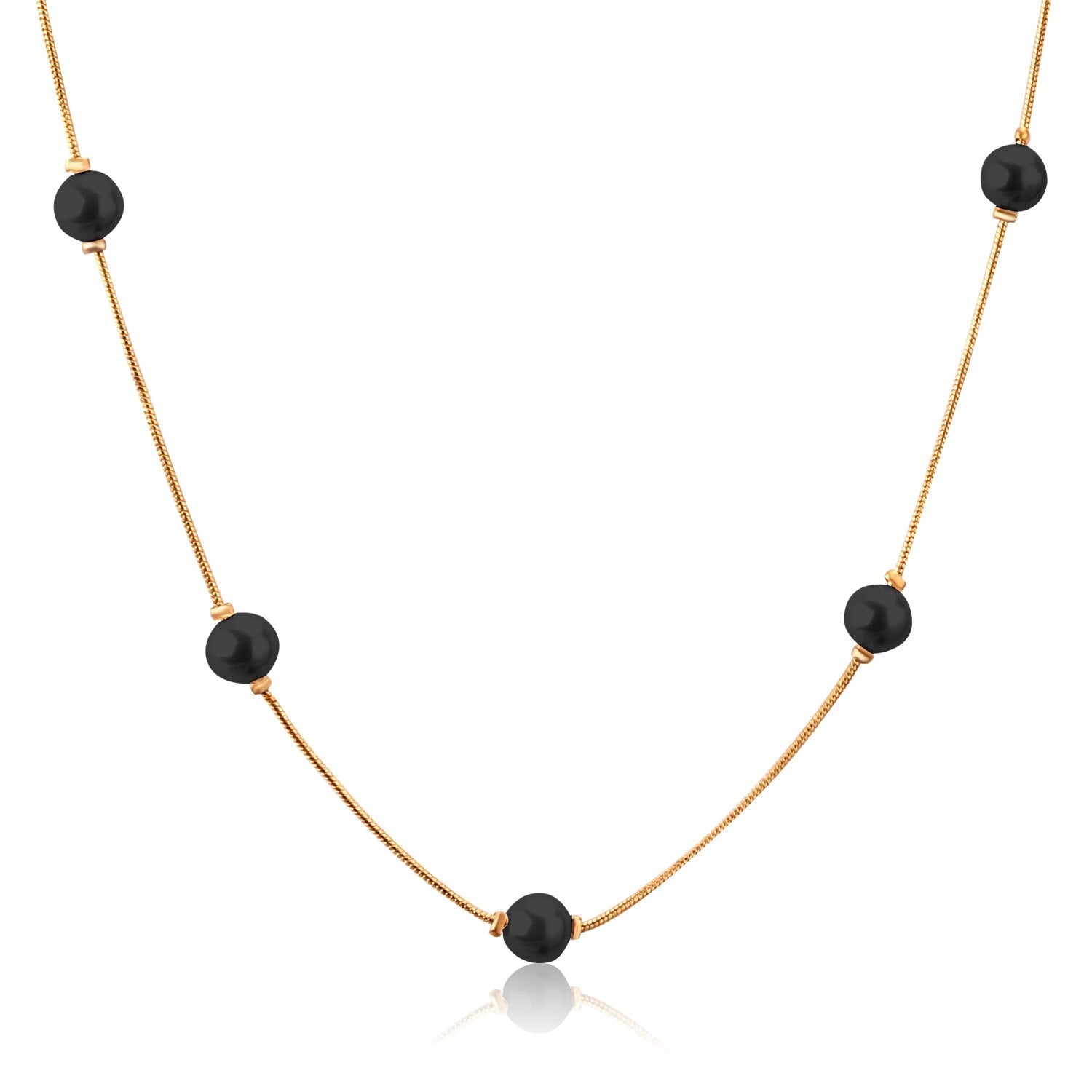 ASON White Black Round Imitation Pearl Pendant Necklace Gold Color Stainless Steel Snake Chain Jewelry Gift Party Chokers asonjewelry