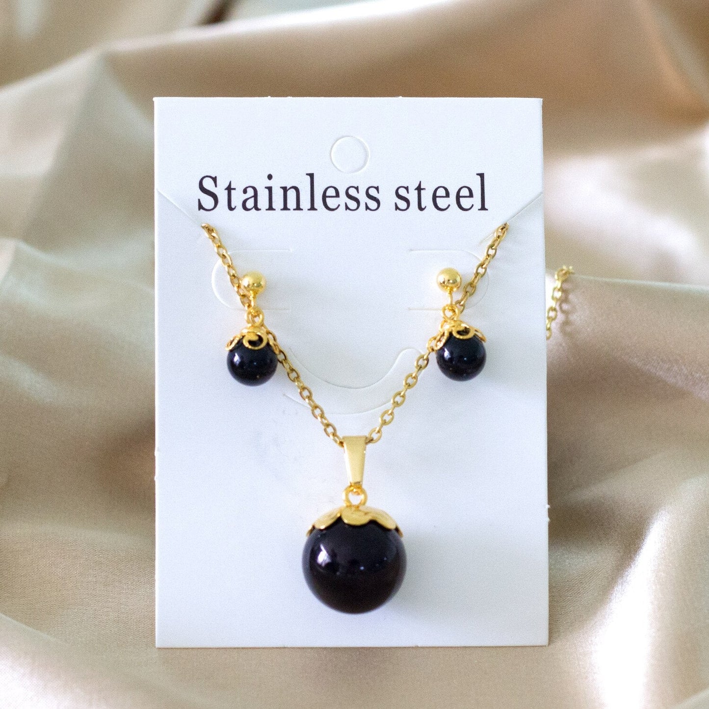 ASON Gold Color Bridal Wedding Jewelry Sets for Women 316L Stainless Steel Imitation Pearl Necklace Pendant Drop Earrings asonjewelry